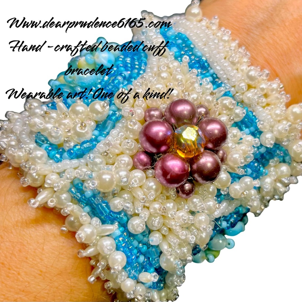 Hand-crafted beaded cuff bracelet